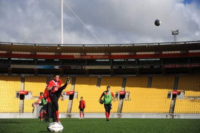 17.06.10 - Wales Rugby Training - Lee Byrne kicks during training at Westpac Stadium, where Wales will play South Africa during the 2011 Rugby World Cup. 