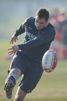 18.02.08 - Wales Rugby Training - Mark Jones in action during training 