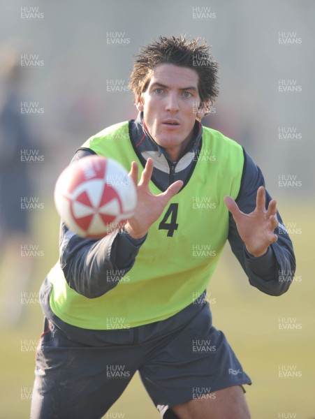 18.02.08 - Wales Rugby Training - James Hook in action during training 