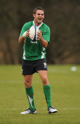 18.02.09 - Wales Rugby Training - Lee Byrne in action during training. 
