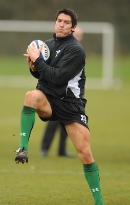 18.02.09 - Wales Rugby Training - James Hook in action during training. 