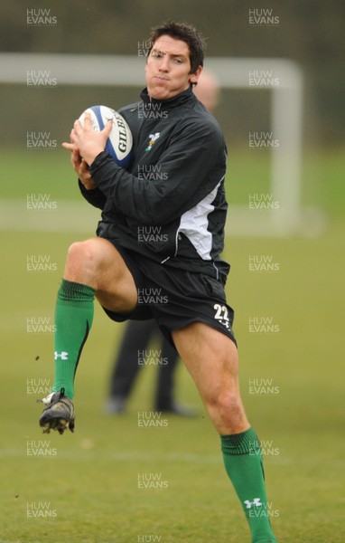 18.02.09 - Wales Rugby Training - James Hook in action during training. 