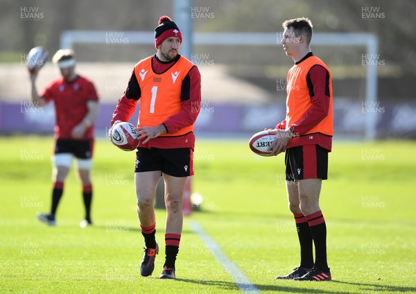 180221 - Wales Rugby Training - Justin Tipuric and Liam Williams during training