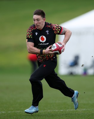 180226 - Wales Rugby Training ahead of their 6 Nations game against Scotland - Josh Adams during training