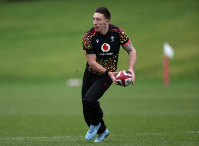 180226 - Wales Rugby Training ahead of their 6 Nations game against Scotland - Josh Adams during training