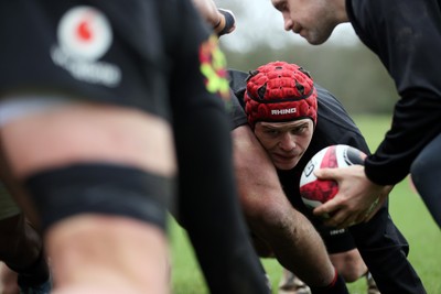 180226 - Wales Rugby Training ahead of their 6 Nations game against Scotland - James Botham during training