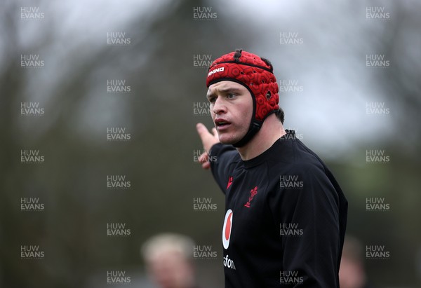 180226 - Wales Rugby Training ahead of their 6 Nations game against Scotland - James Botham during training