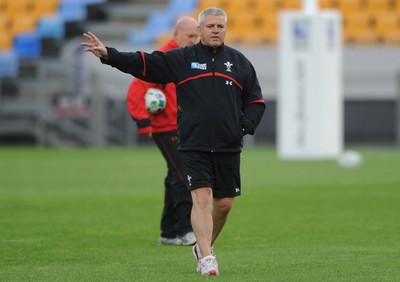 18.10.11 - Wales Rugby Training - Wales head coach Warren Gatland during training. 