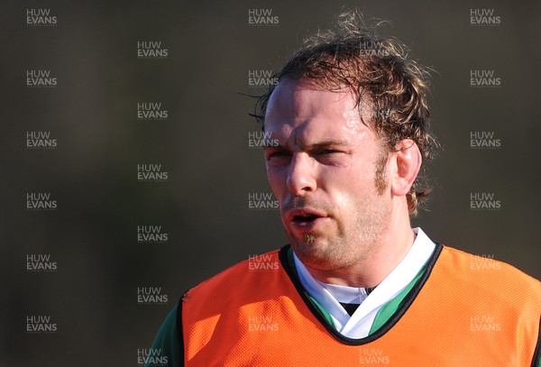 190213 - Wales Rugby Training -Alun Wyn Jones during training