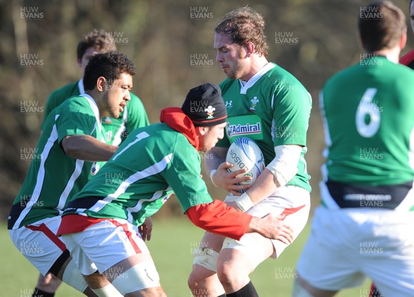 190213 - Wales Rugby Training -Alun Wyn Jones during training