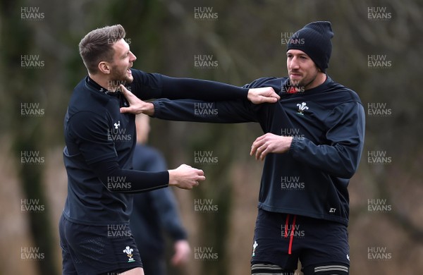 190219 - Wales Rugby Training - Dan Biggar and Justin Tipuric during training