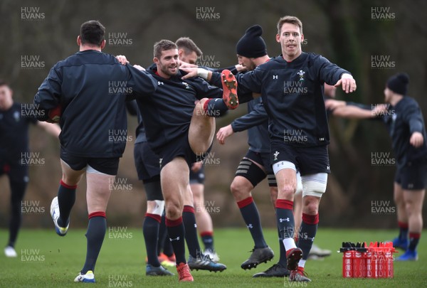 190219 - Wales Rugby Training - Leigh Halfpenny and Liam Williams during training