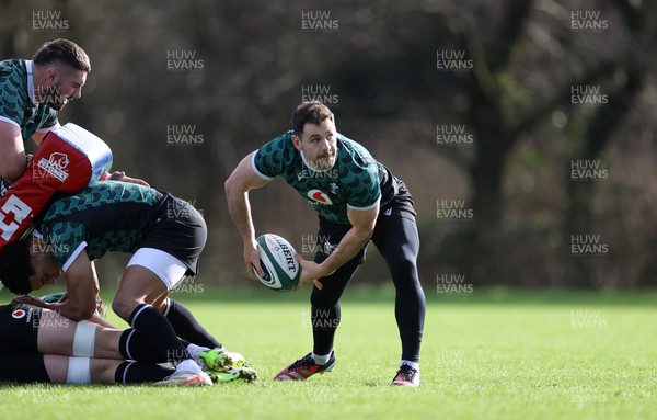 190224 - Wales Rugby Training in the week leading up to their 6 Nations clash with Ireland - Tomos Williams during training