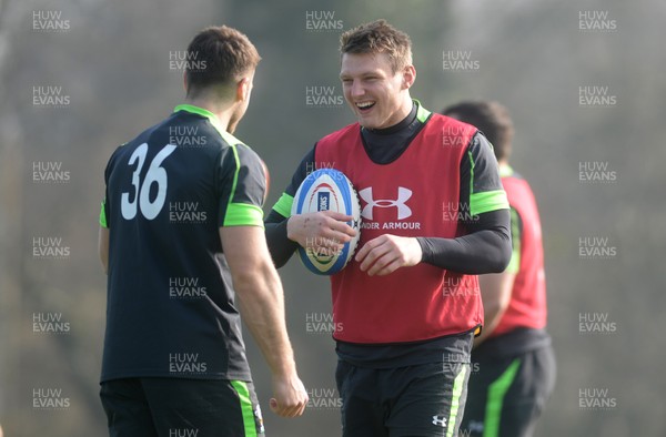 190315 - Wales Rugby Training -Gareth Davies and Dan Biggar during training