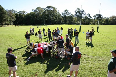 19.05.07  Wales rugby on Tour to Australia Scrum practice during training  in Terrigal 