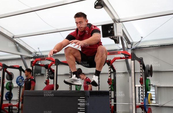 190923 - Wales Rugby Gym Session in the week leading up to their Rugby World Cup game against Australia - Josh Adams during training