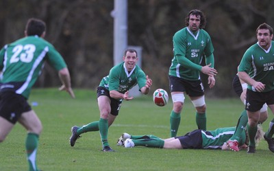 19.11.09 - Wales Rugby Training - Gareth Cooper in action during training. 