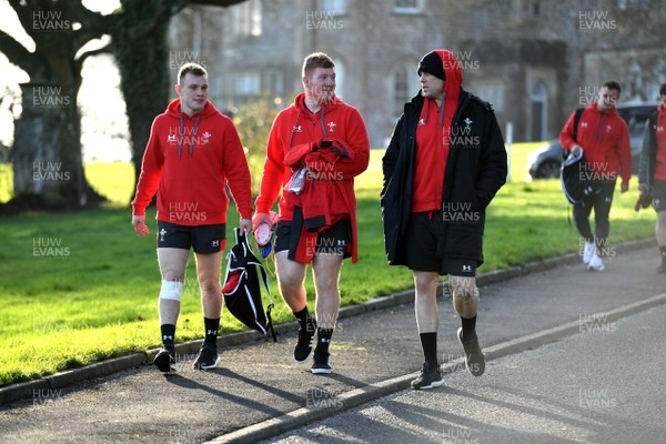 200120 - Wales Rugby Training - Nick Tompkins, Rhys Carre and Alun Wyn Jones