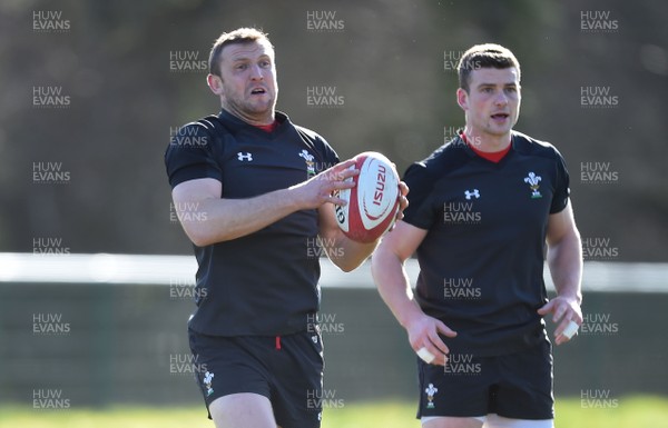 200218 - Wales Rugby Training - Hadleigh Parkes and Scott Williams during training