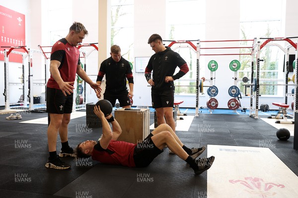 200224 - Wales Rugby Gym Session in the week leading up to their 6 Nations game against Ireland - Ioan Lloyd during training 