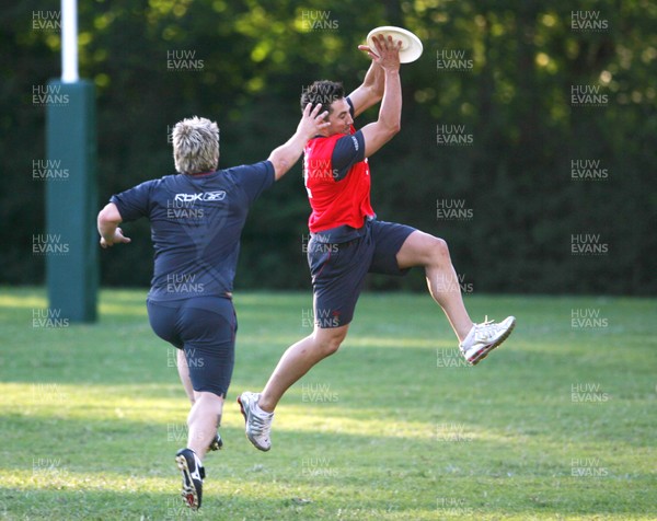 20.05.07  Wales rugby on Tour to Australia Gavin Henson and Richard Hibbard during the warm-up at training in Terrigal. 