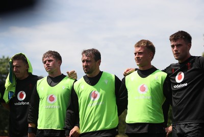 200625 - Wales Rugby Training - Macs Page, Rhodri Williams, Cameron Winnett and Joe Roberts during training
