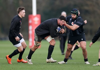 210125 - Wales Rugby Training in their first week of the 6 Nations Campaign - James Botham during training