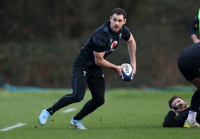 210125 - Wales Rugby Training in their first week of the 6 Nations Campaign - Tomos Williams during training