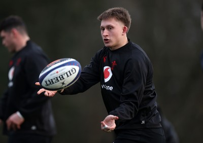 210125 - Wales Rugby Training in their first week of the 6 Nations Campaign - Josh Hathaway during training