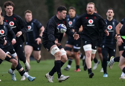 210125 - Wales Rugby Training in their first week of the 6 Nations Campaign - James Botham during training