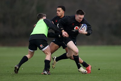 210125 - Wales Rugby Training in their first week of the 6 Nations Campaign - Josh Adams during training