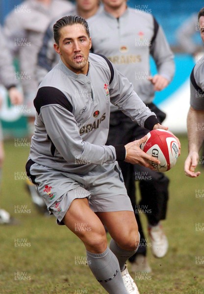 210206 - Wales Rugby Training Wales' Gavin Henson takes part in a training session at Cardiff Arms Park, ahead of his sides clash against Ireland  