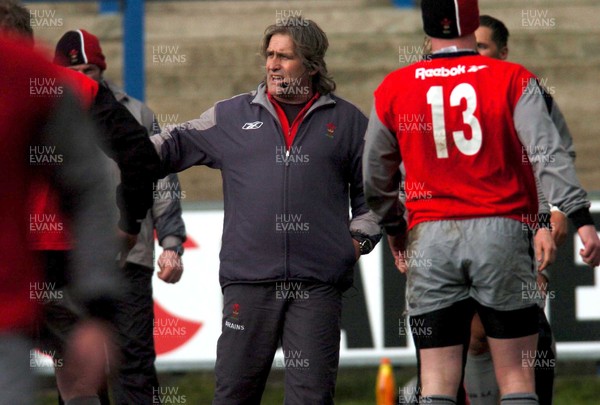 210206 - Wales Rugby Training Wales caretaker coach Scott Johnson oversees a training session at Cardiff Arms Park, ahead of his sides clash against Ireland  