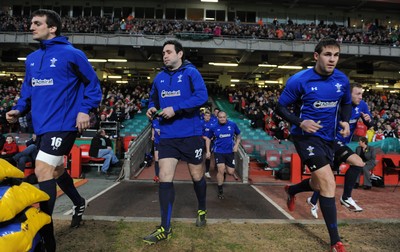 21.02.11 - Wales Rugby Training - Sam Warburton, Stephen Jones and Lee Byrne arrive at a Wales rugby training session which was opened up to the public at the Millennium Stadium. 