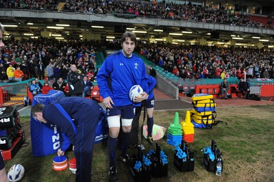 21.02.11 - Wales Rugby Training - Ryan Jones arrives at a Wales rugby training session which was opened up to the public at the Millennium Stadium. 