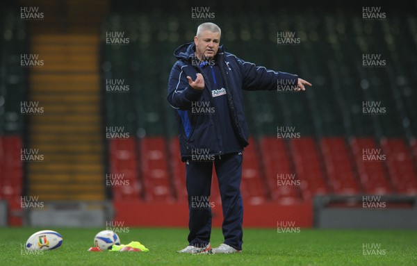 21.02.11 - Wales Rugby Training - Head coach Warren Gatland during training. 
