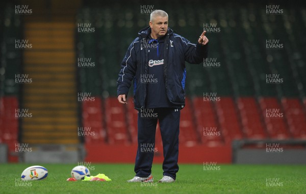 21.02.11 - Wales Rugby Training - Head coach Warren Gatland during training. 