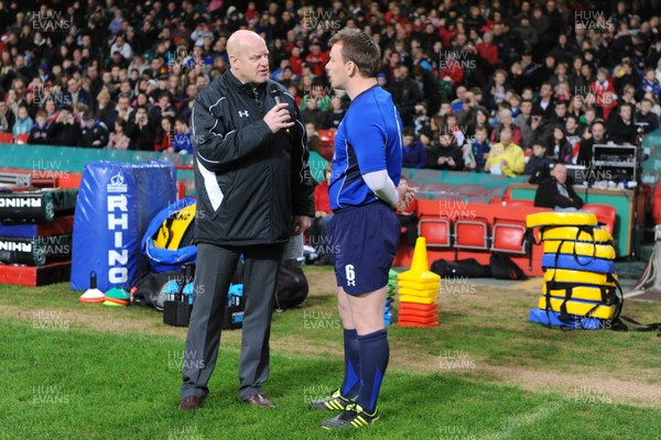 21.02.11 - Wales Rugby Training - Phil Steele interviews Mathew Rees at a Wales rugby training session which was opened up to the public at the Millennium Stadium. 
