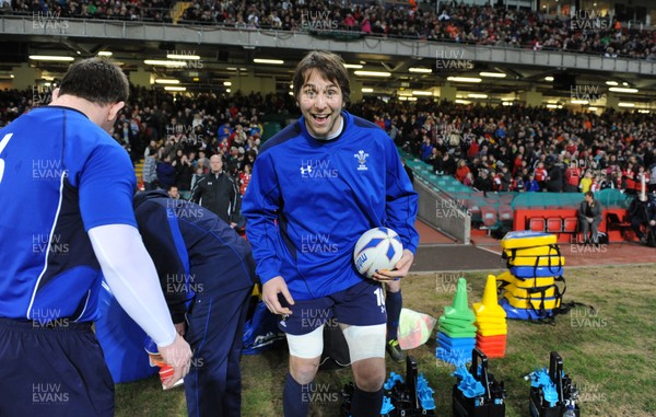 21.02.11 - Wales Rugby Training - Ryan Jones arrives at a Wales rugby training session which was opened up to the public at the Millennium Stadium. 