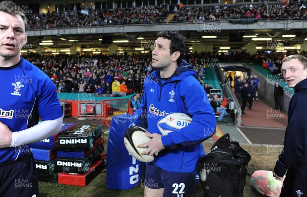 21.02.11 - Wales Rugby Training - Stephen Jones arrives at a Wales rugby training session which was opened up to the public at the Millennium Stadium. 