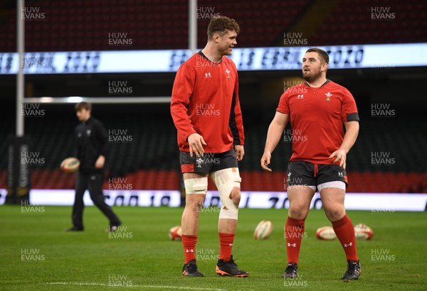 210220 - Wales Rugby Training - Will Rowlands and Wyn Jones during training