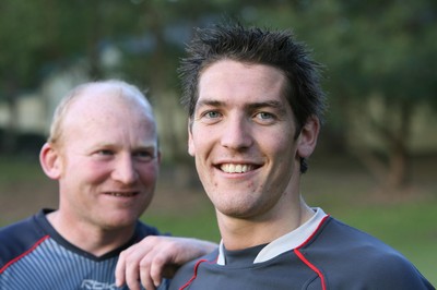 21.05.07  Wales rugby on Tour to Australia James Hook with kicking legend Neil Jenkins in Terrigal. 