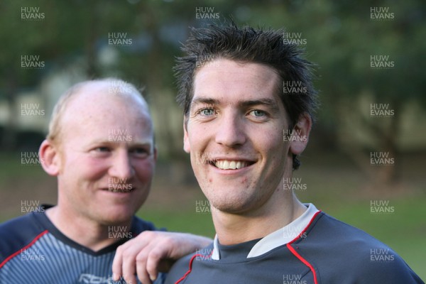 21.05.07  Wales rugby on Tour to Australia James Hook with kicking legend Neil Jenkins in Terrigal. 