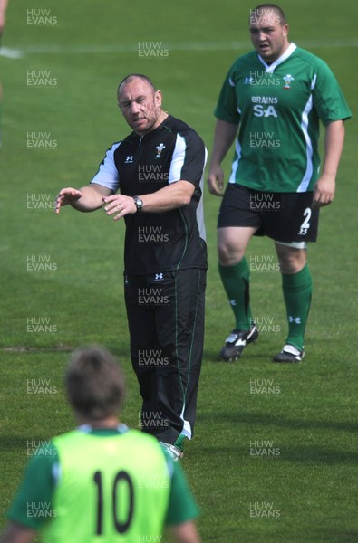 21.05.09 - Wales Rugby Training - Head coach, Robin Mcbryde makes a point during training. 