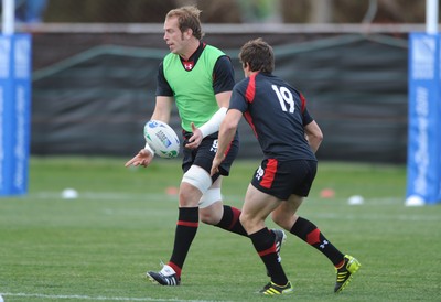 21.09.11 - Wales Rugby Training - Alun Wyn Jones during training. 