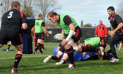 21.09.11 - Wales Rugby Training - Alun Wyn Jones during training. 