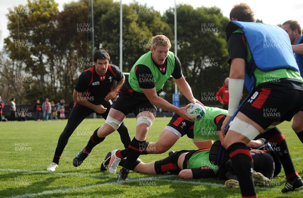 21.09.11 - Wales Rugby Training - Bradley Davies during training. 