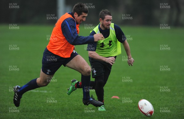 21.11.11 - Wales Rugby Training - Justin Tipuric and Shane Williams during training. 