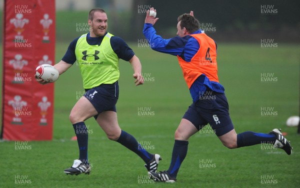 21.11.11 - Wales Rugby Training - Gethin Jenkins and Matthew Rees during training. 