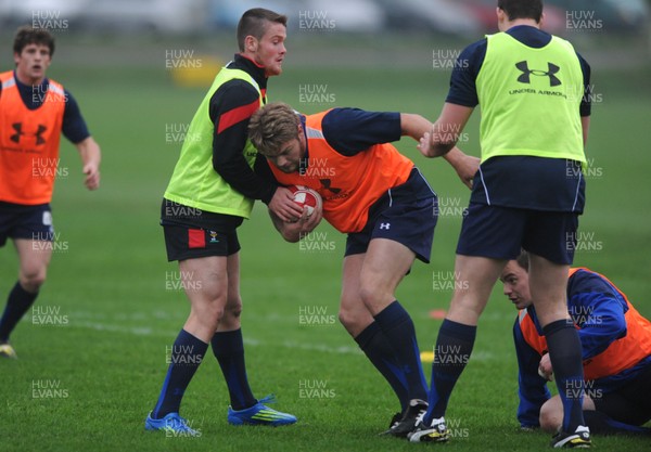 21.11.11 - Wales Rugby Training - Lewis Evans during training. 